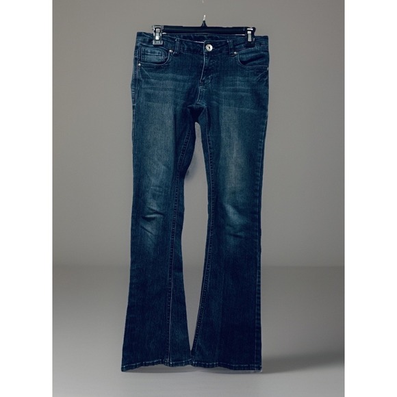 Rue21 Denim - Rue 21 Mid Rise Boot Jeans Womens Junior 1/2 Regular Dark Blue Indigo Wash